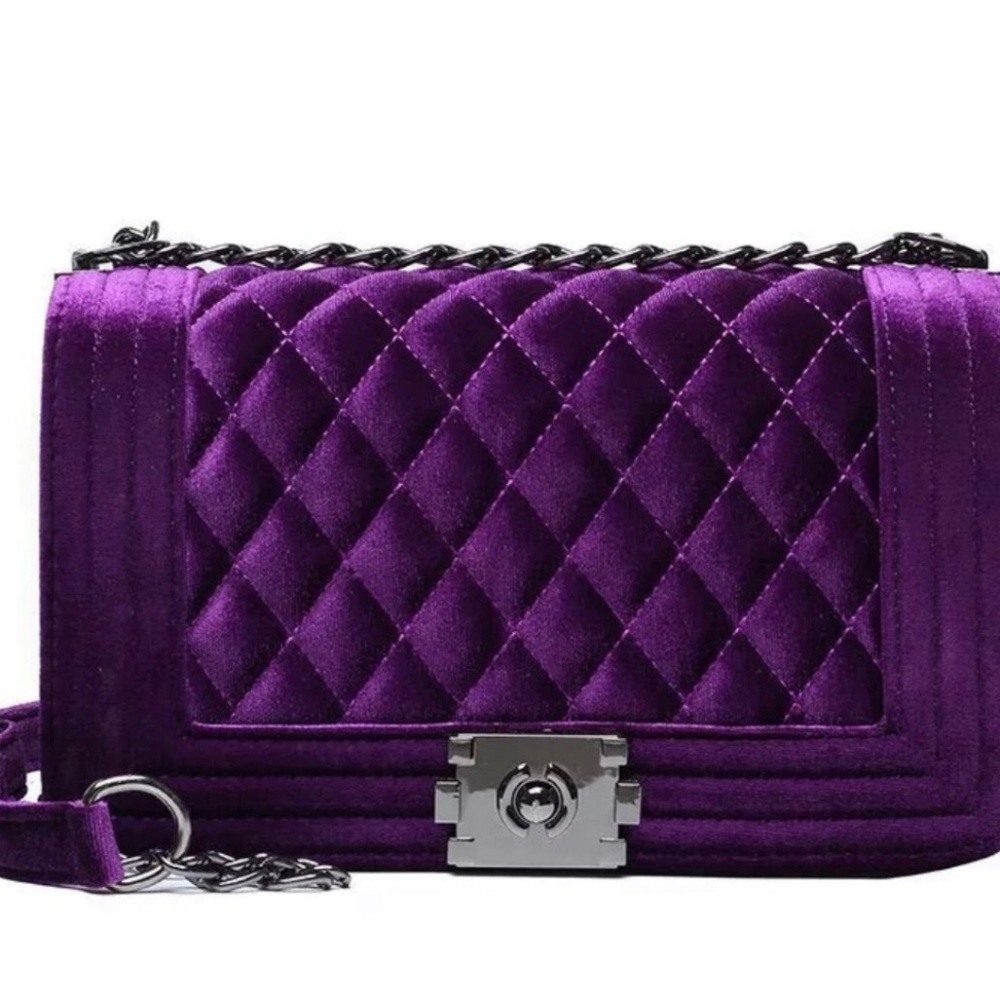 Purple velvet purse